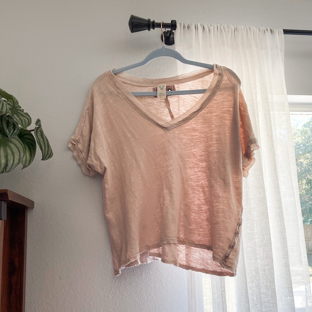 Rose-pink We The Free Knit V-Neck Tee